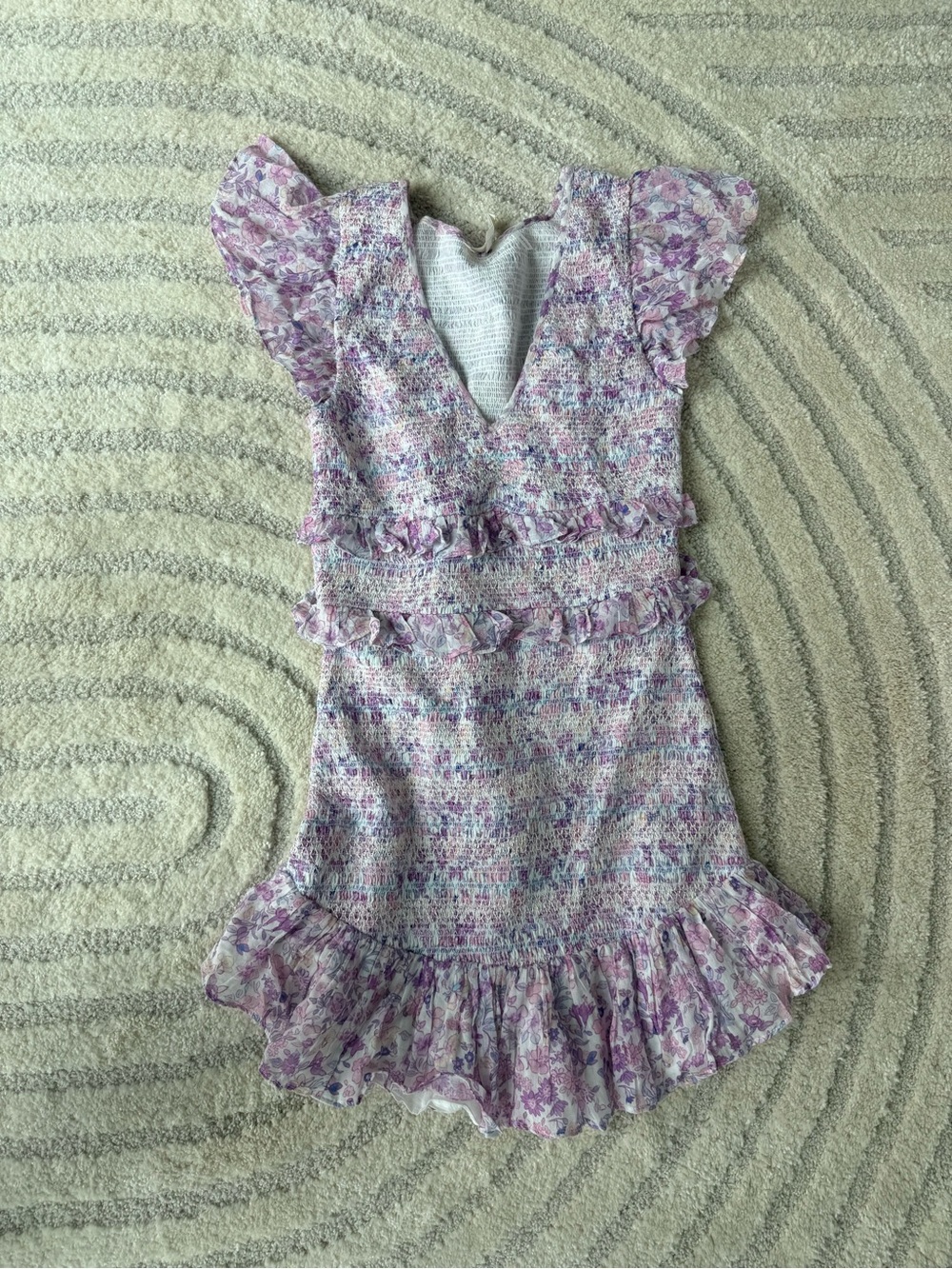 LoveShackFancy Pink Floral Mini Dress